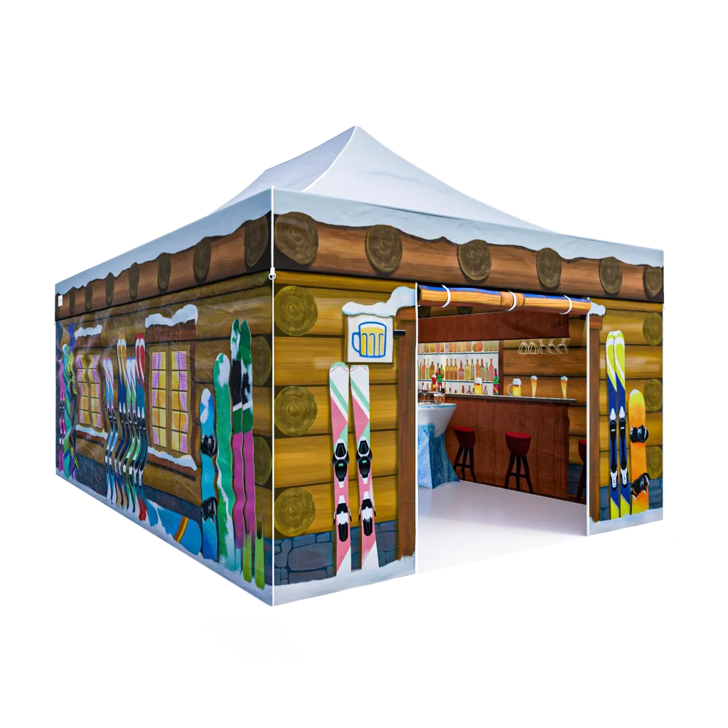 Ski Hut Easy Up thematent voor een unieke wintersfeer op je feest