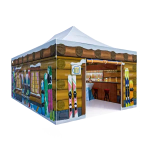 Ski Hut Easy Up thematent voor een unieke wintersfeer op je feest