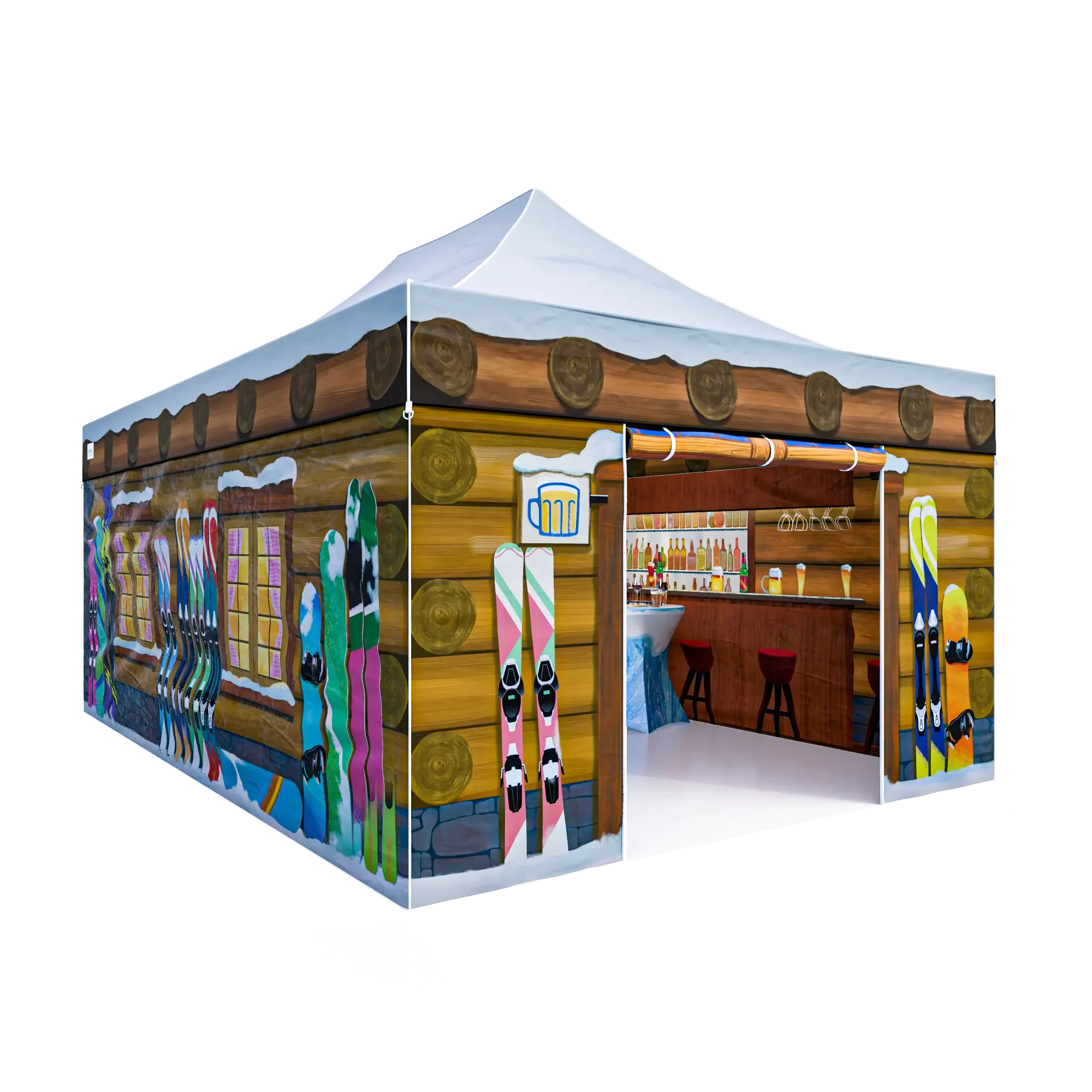 Ski Hut Easy Up thematent voor een unieke wintersfeer op je feest