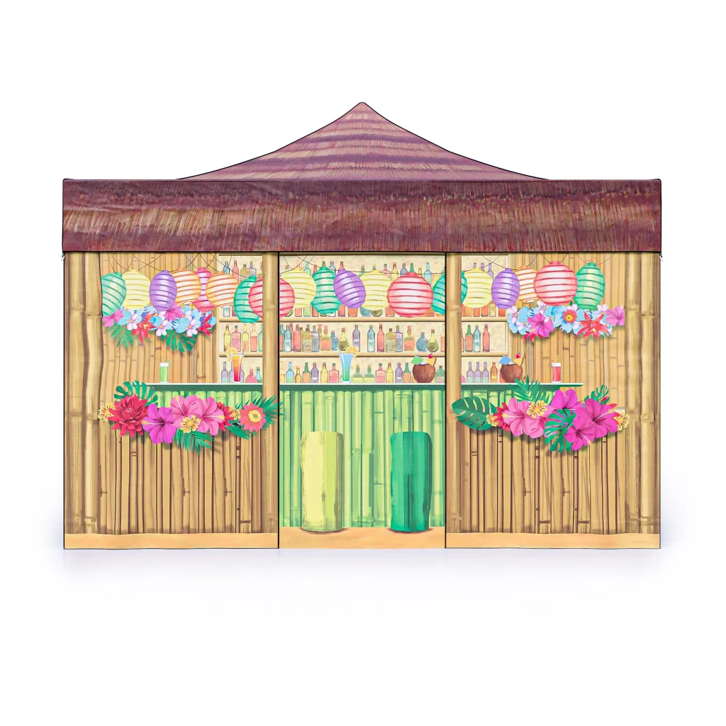 Tropische thematent met strand- en beachdecor huren