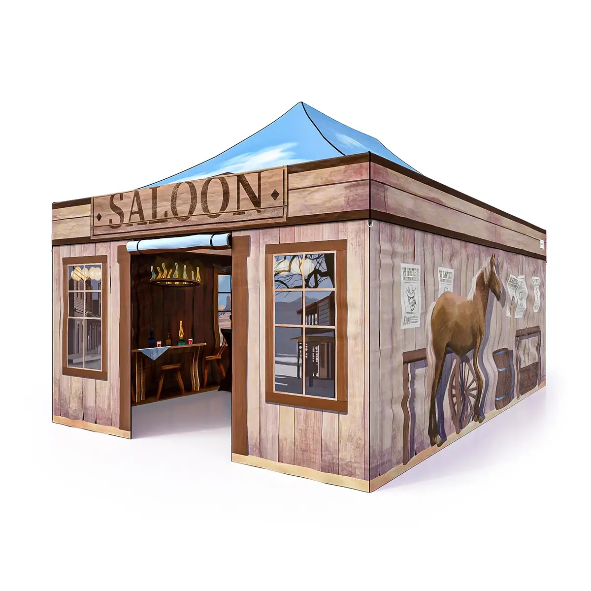 Western Easy Up thematent met western-decor voor jouw evenement